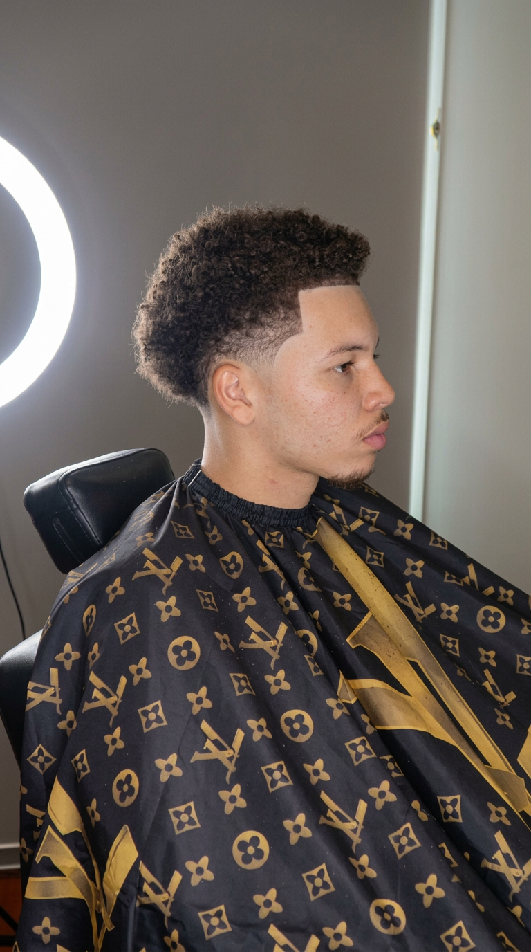 Clean taper fade around the ear and neckline